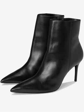 Schutz Classic Pointed-Toe Black Leather Ankle Boots